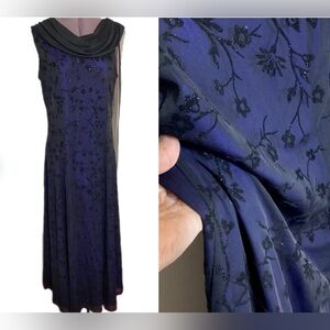 90s Vintage Glitter Mesh Overlay Evening Dress Sz 12